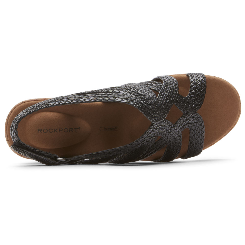 Sandalias Rockport Mujer Mexico - Briah Braided Negros - AOKHD9573